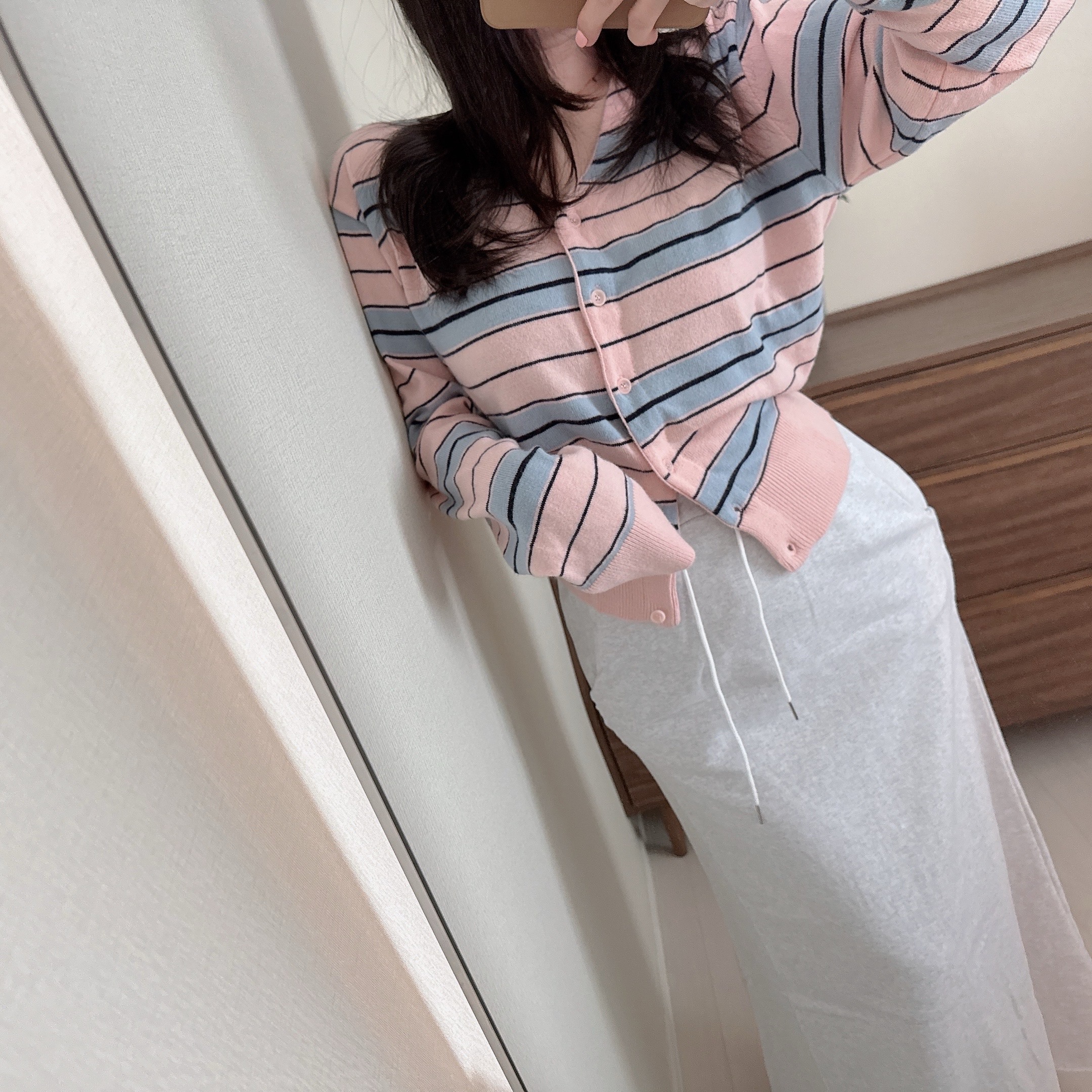 메베르 단가라 스트라이프 브이넥 루즈 니트 가디건 3color 상세 이미지 55