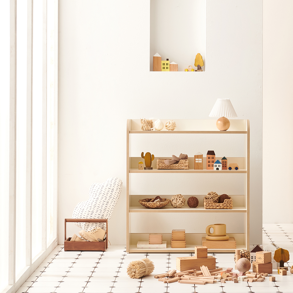 3단 교구장 멜로우 전면 책장 교구장 아기 어린이 832x260x900mm, 3단, 아이보리 제품 이미지