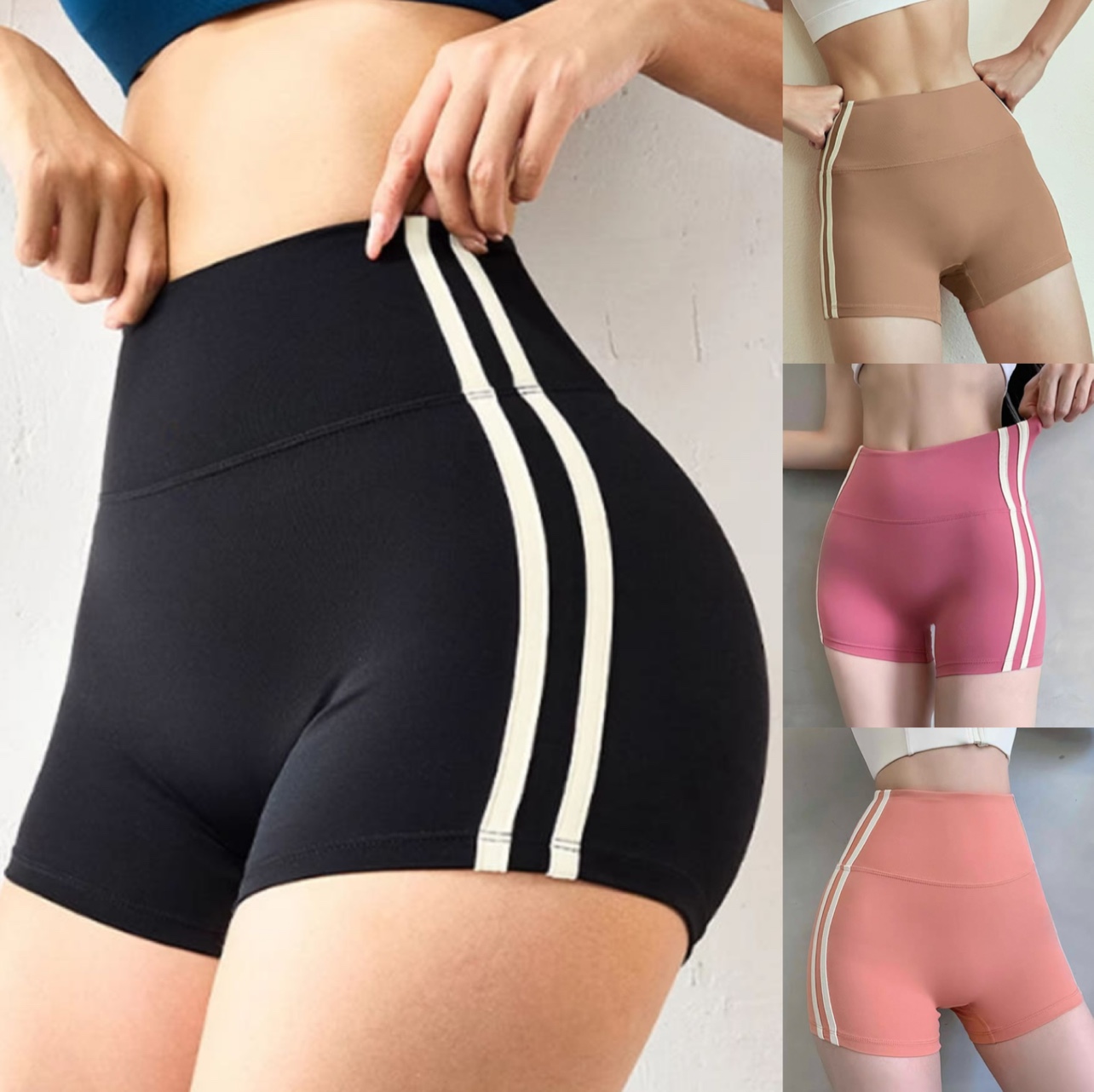반바지 숏레깅스 바이커쇼츠 스포츠 러닝 더블라인 2부 - 상품 이미지