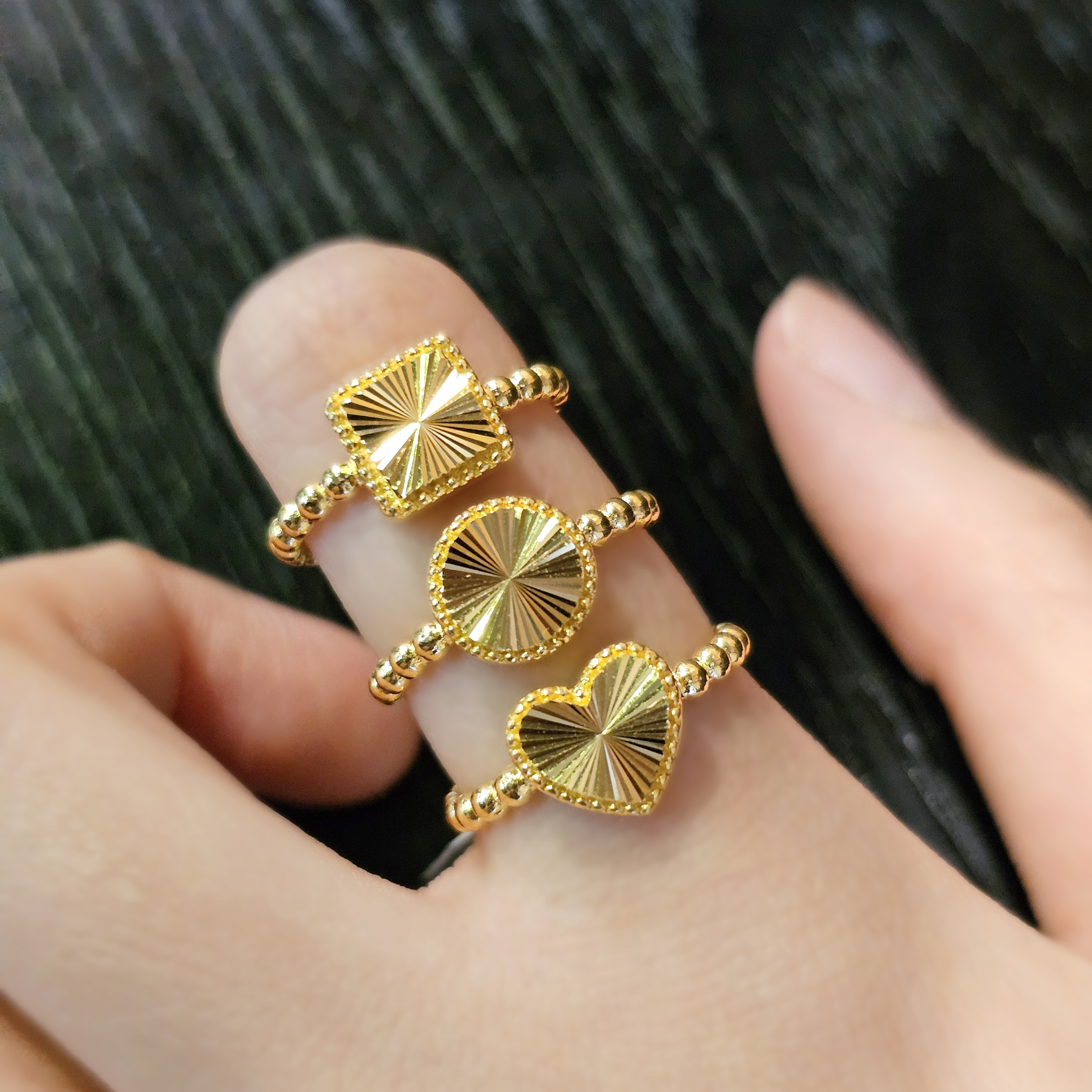 24k 컷팅 하트 스퀘어 코인 볼 순금반지 - 상세 이미지 4