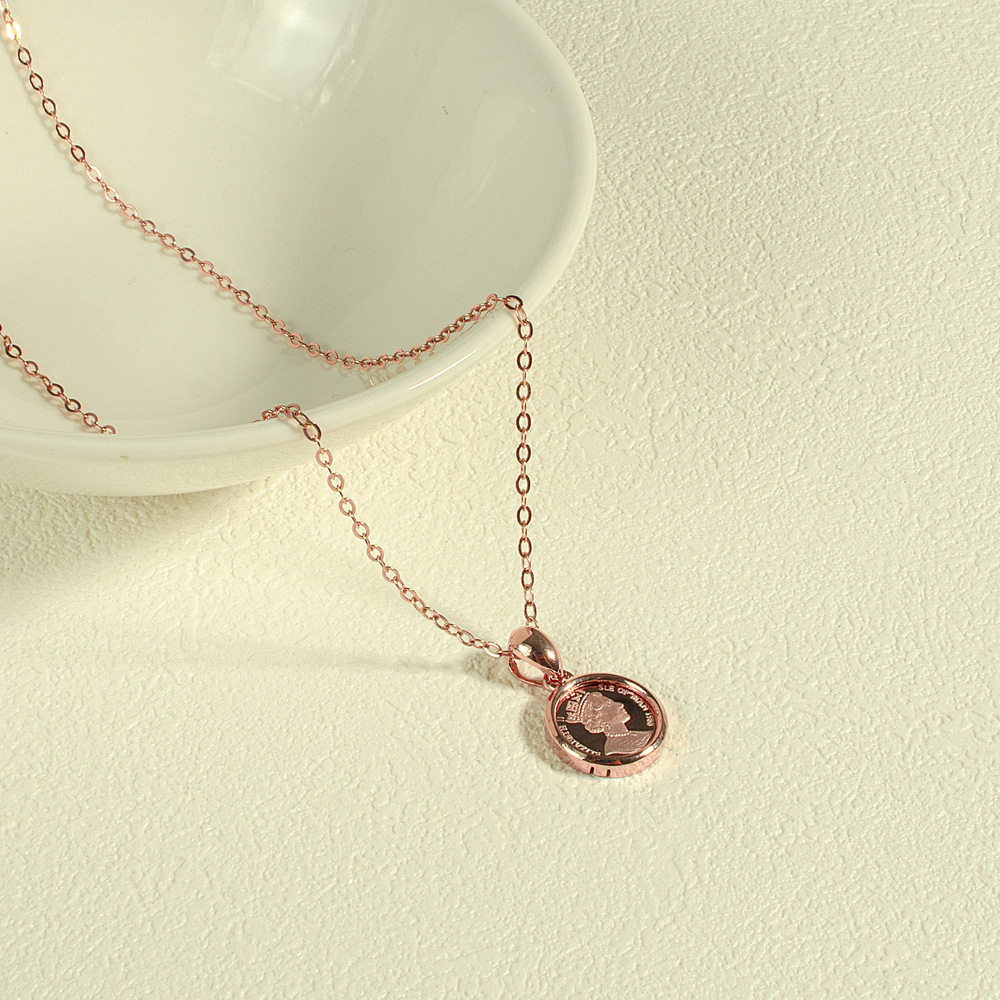 14K 18K 11mm 미니 엘리자베스 코인 펜던트 이미지 8