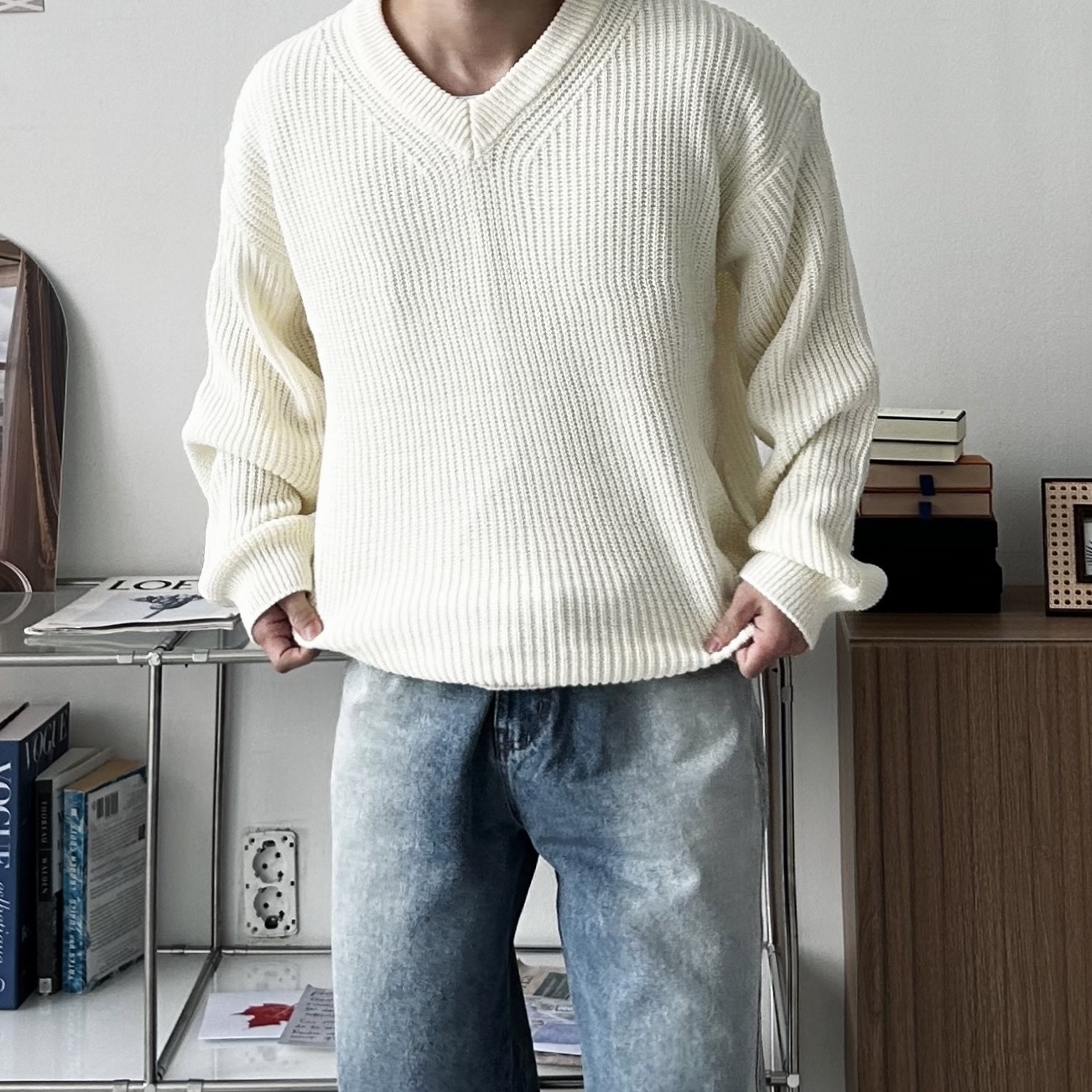 남자브이넥니트 남자오버핏니트 이미지 6