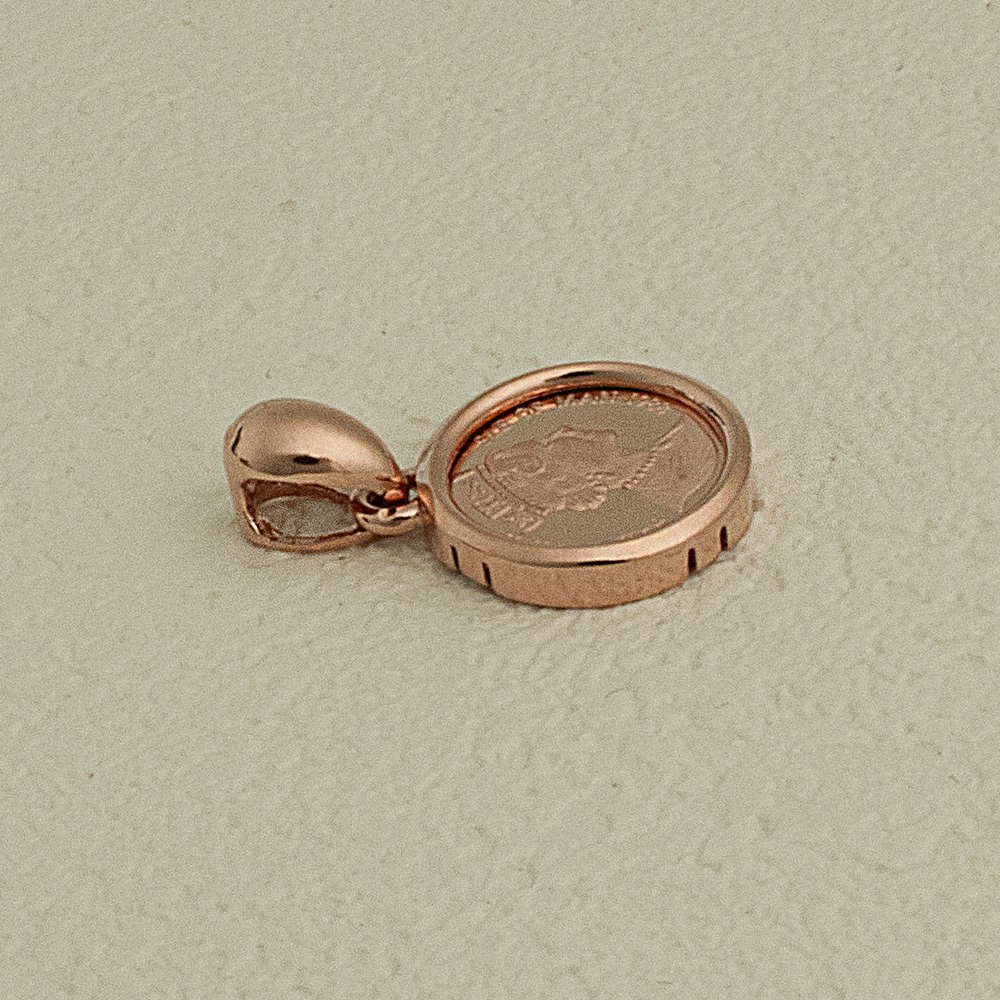 14K 18K 11mm 미니 엘리자베스 코인 펜던트 - 상세 이미지 4