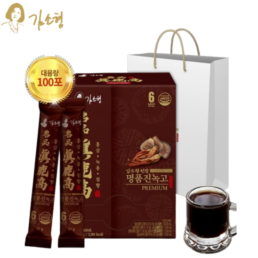 김소형원방 명품 진녹고 프리미엄 스틱 100포 1박스 6년근 홍삼 녹용 침향 진액 체력 - 상품 이미지