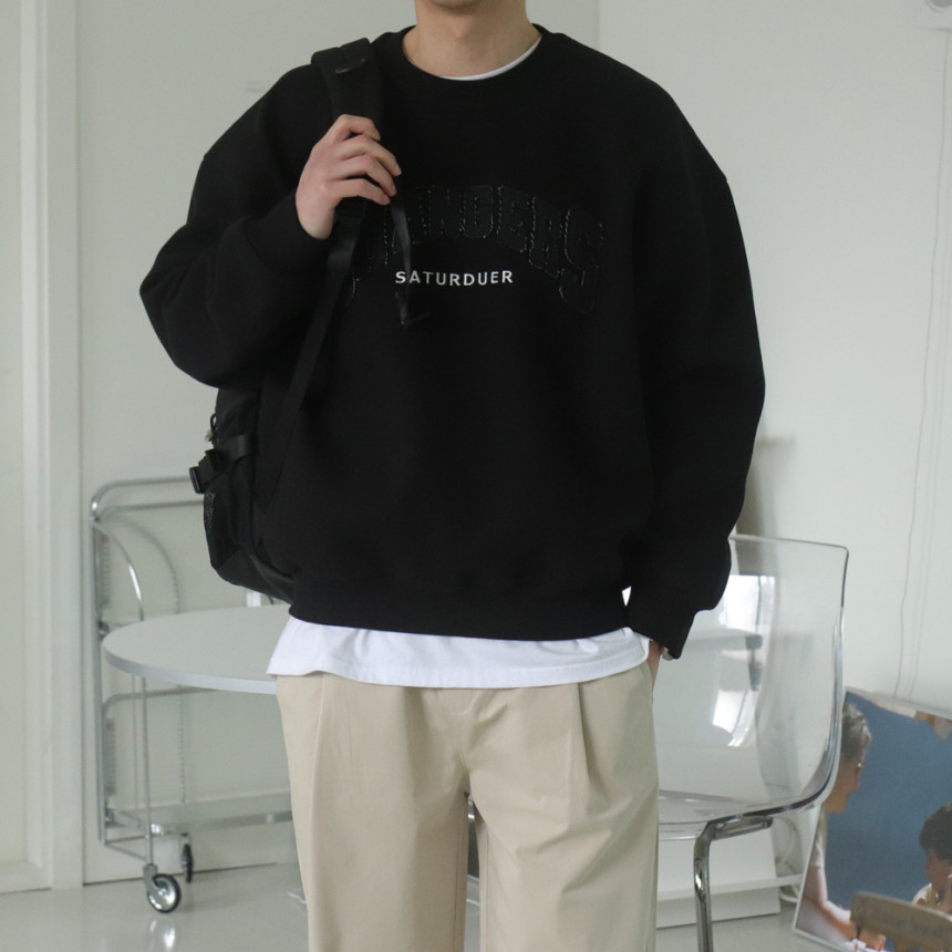 2컬러 오버핏 맨투맨