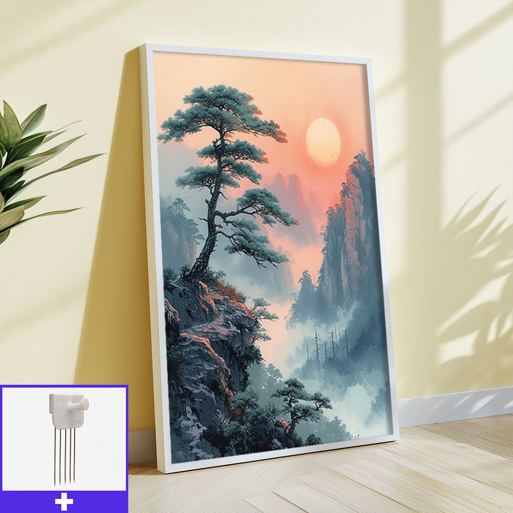 노을소나무 A1 59.4X84.1cm 무광화이트 알루미늄액자 소나무그림 - 메인 이미지