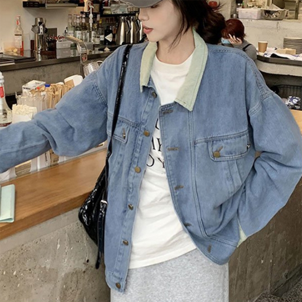 여자 청자켓 데님 여성 여름 겨울 캐쥬얼 간절기 긴팔 자켓 봄 가을 따뜻한 카라넥 재킷 - 상품 이미지