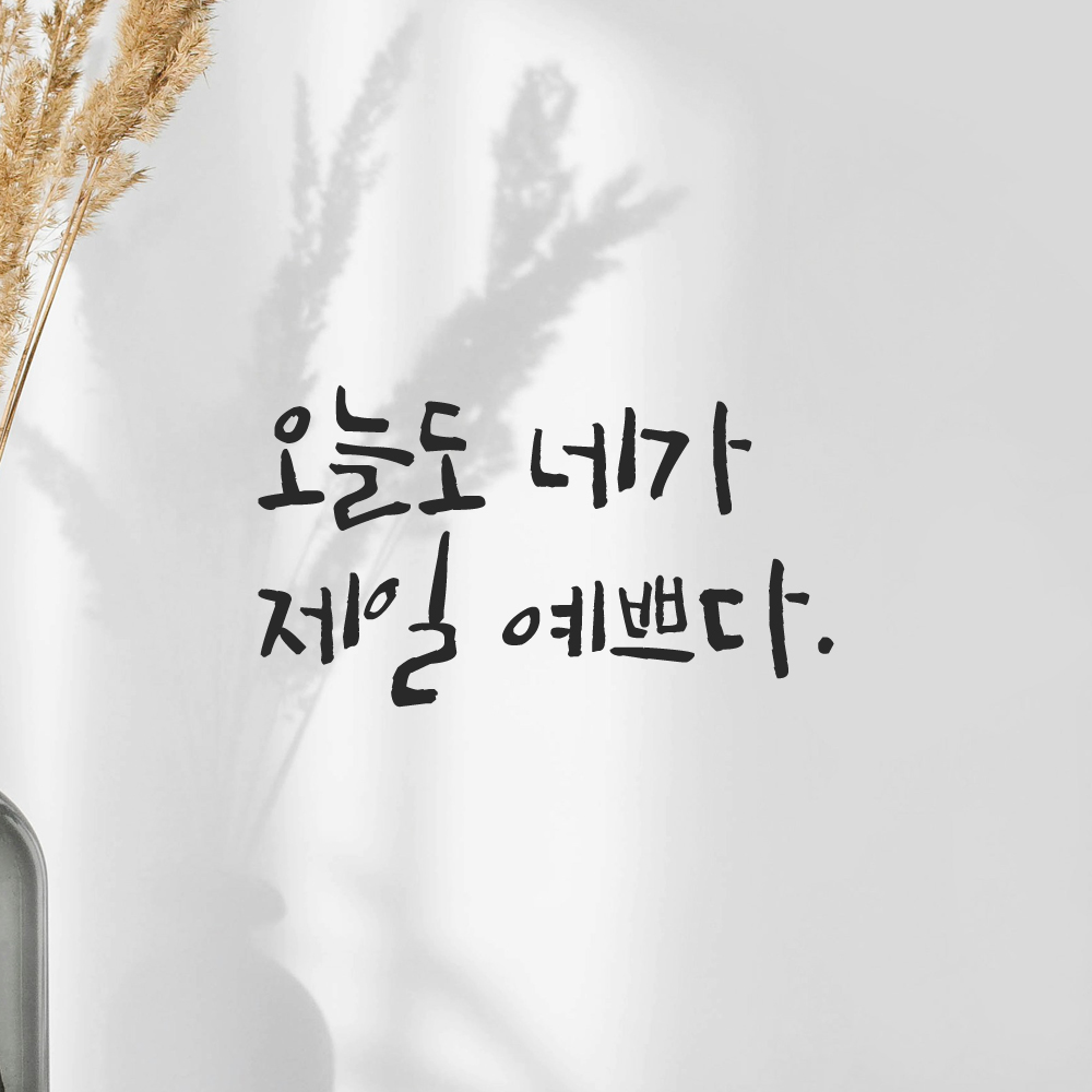 캘리그라피 레터링 스티커 오늘도 네가 제일 예쁘다 검정S 이미지 8