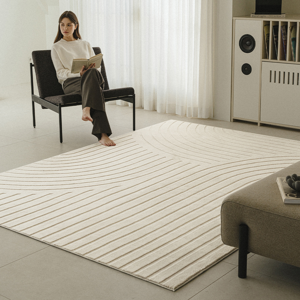 젠 카빙 하이로우 워셔블 단모 거실 러그 100x140cm