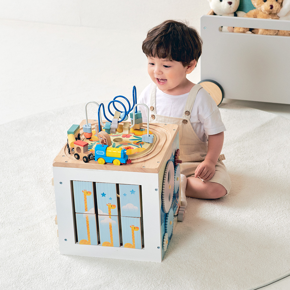 키앤비 트레인 원목 롤러코스터 멀티 큐브 전동기차 포함