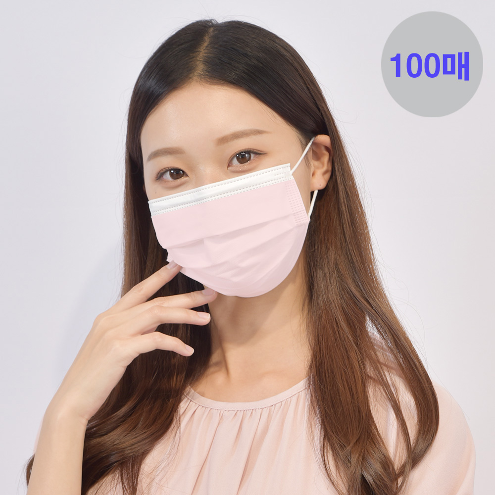 메디케이알 베이직핏 덴탈마스크 KF-AD 100매 컬러 황사 마스크 복숭아