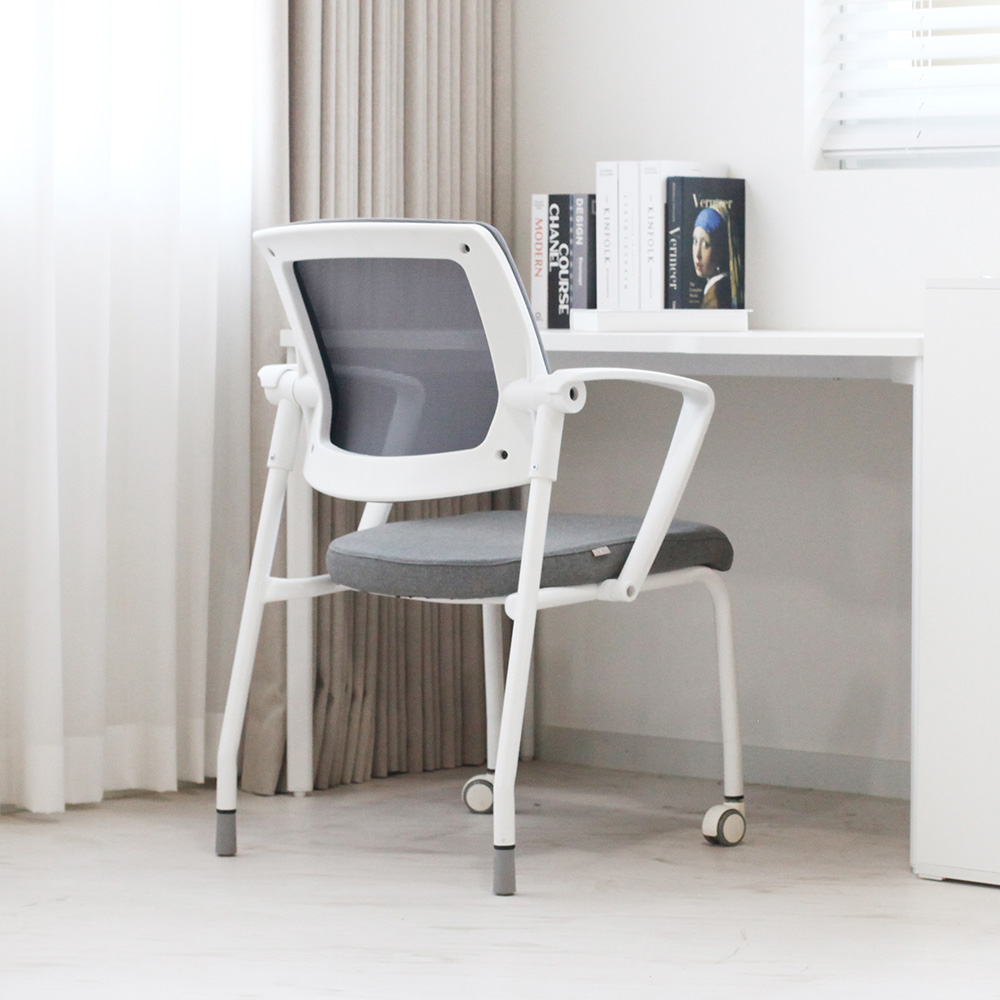 뷰티즈체어 에듀완조립 공부 바퀴없는 학생 책상 의자 편한 사무실 회의용 컴퓨터 틸팅형등판