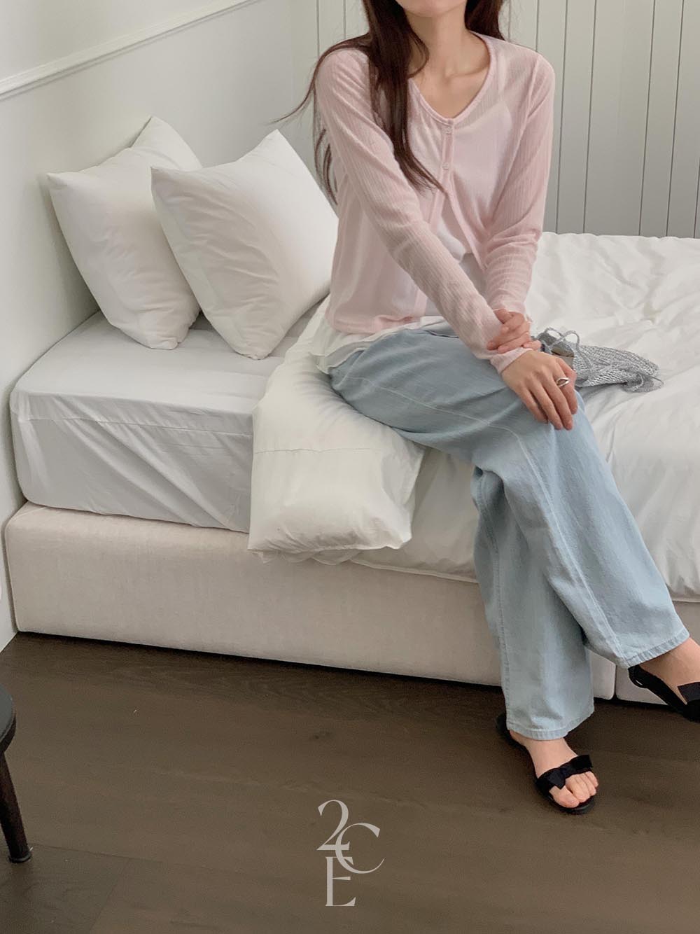레이지 살안타 슬림 시스루 가디건 (3color) 여름 썸머 긴팔 얇은 오픈 볼레로 이미지 6