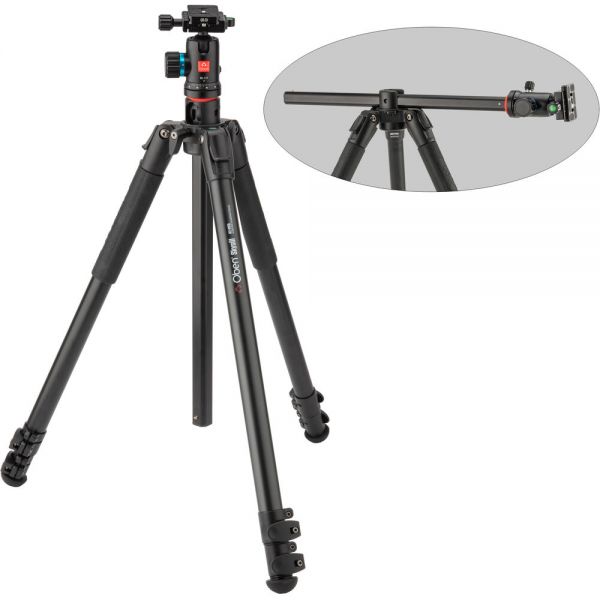 90° 측면 기둥과 BE-117 듀얼 액션 볼 헤드가 있는 오벤 ALF-6193L 스카이실 시리즈 3섹션 알루미늄 삼각대 : 켄보