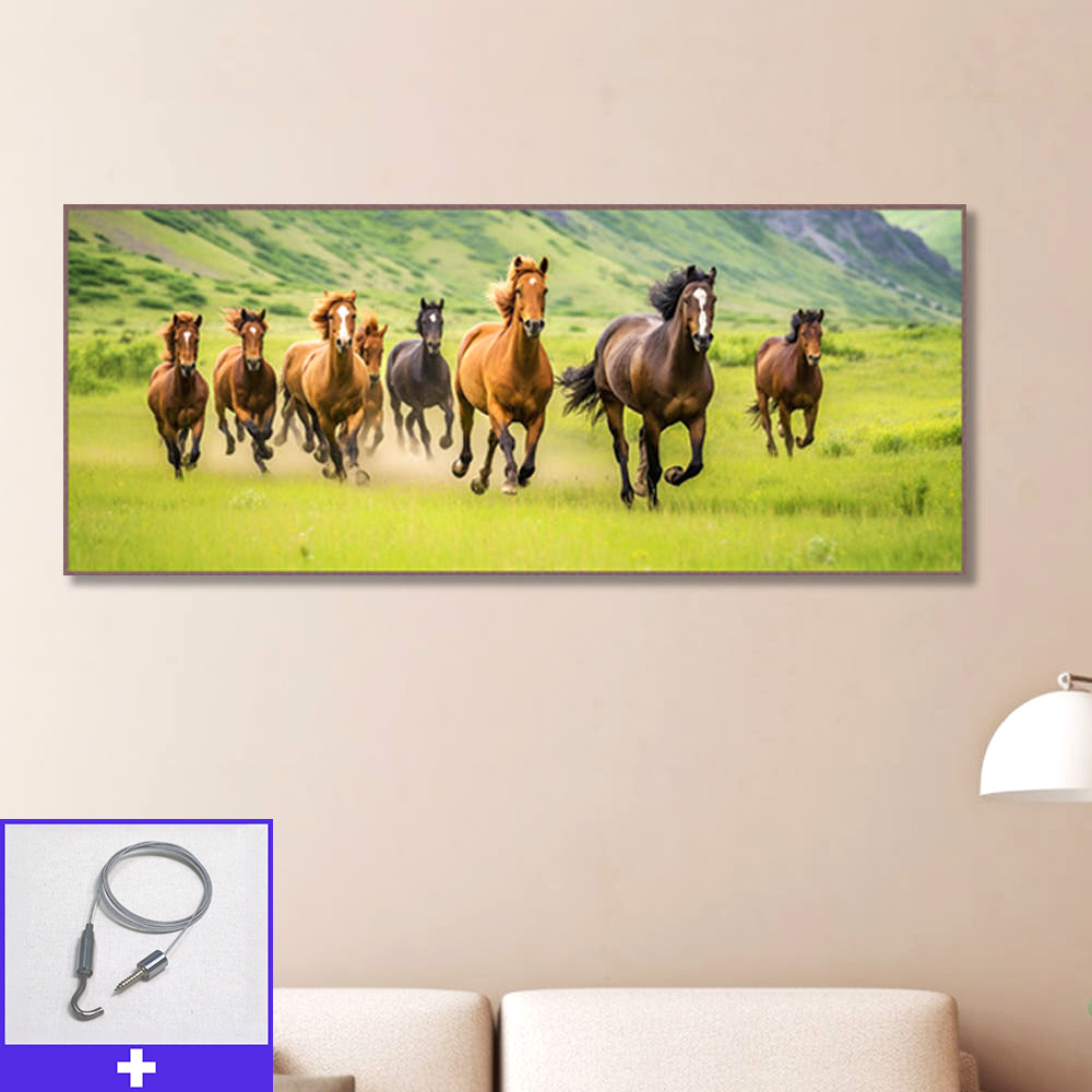 초원 팔마도 150x60cm 무광오크 알루미늄 액자 말그림 사업운 팔마도 풍수 인테리어