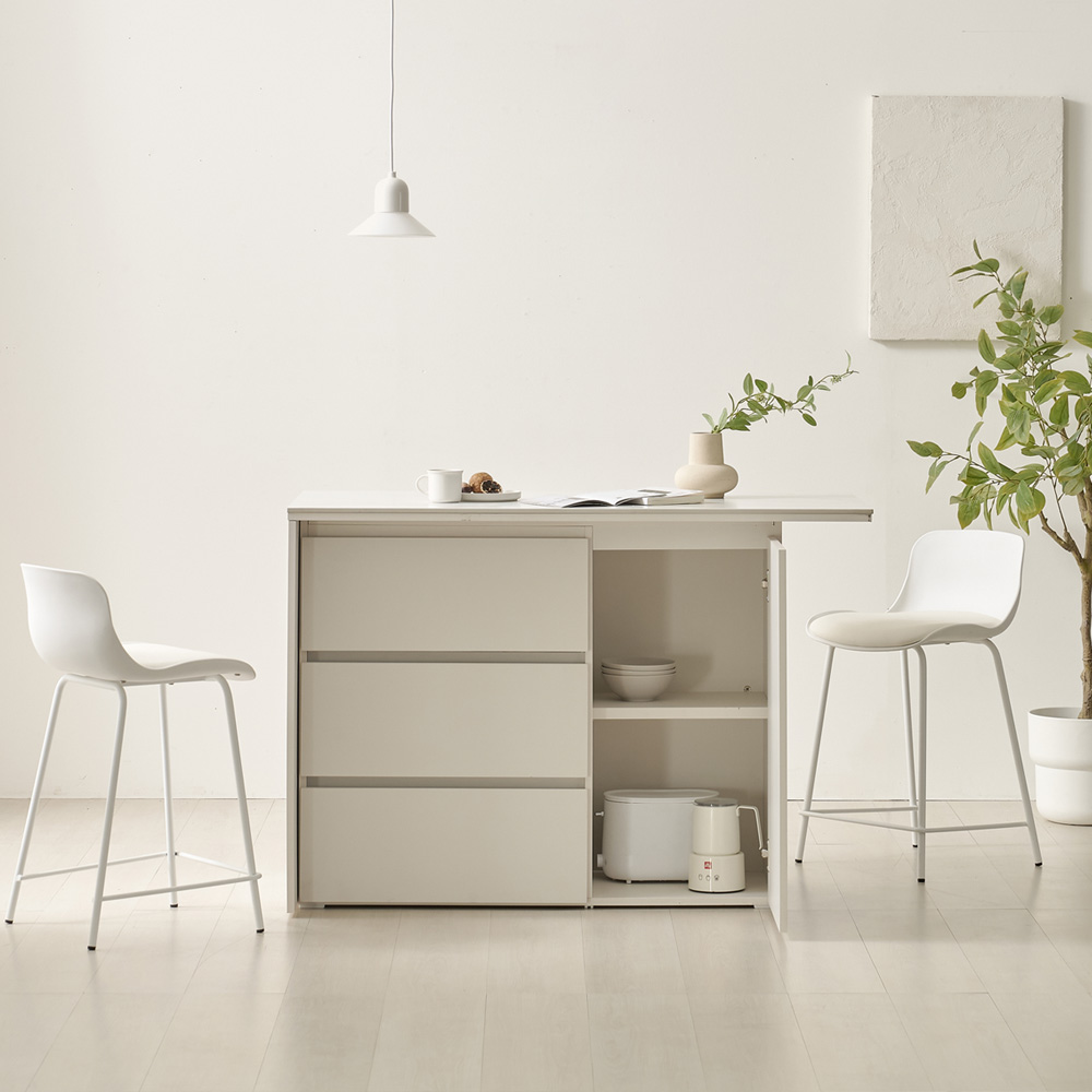 오르세 세라믹 아일랜드식탁 하이 테이블 주방 맘마존 보조 조리대 홈바 1200mm, 화이트(ㄱ자형)