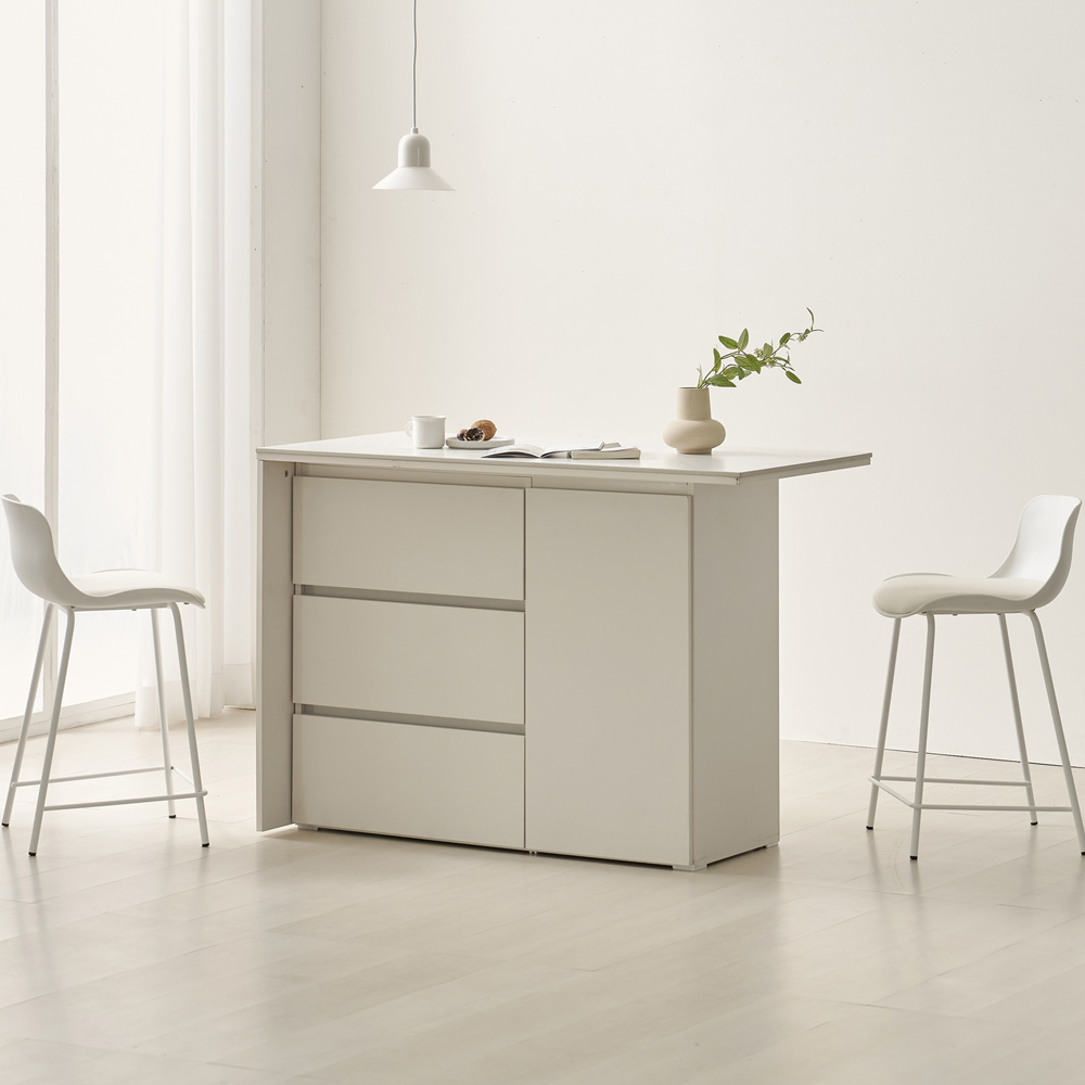 오르세 세라믹 아일랜드식탁 하이 테이블 주방 맘마존 보조 조리대 홈바 1200mm, 화이트(ㄱ자형)