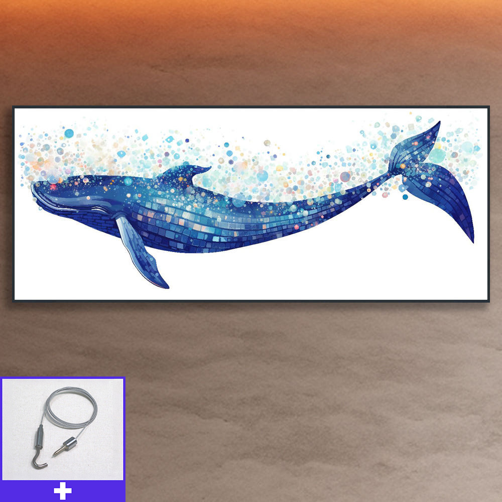 희망 고래 150x60cm 무광블랙 알루미늄 액자 고래그림 - 메인 이미지
