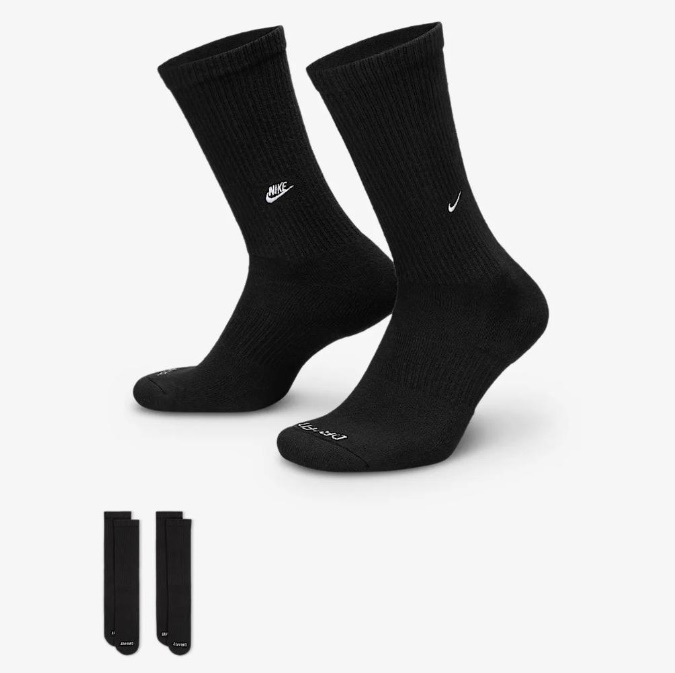 국내매장판 나이키 양말 에브리데이 크루삭스 2컬레 블랙화이트 D4 FZ3073-011