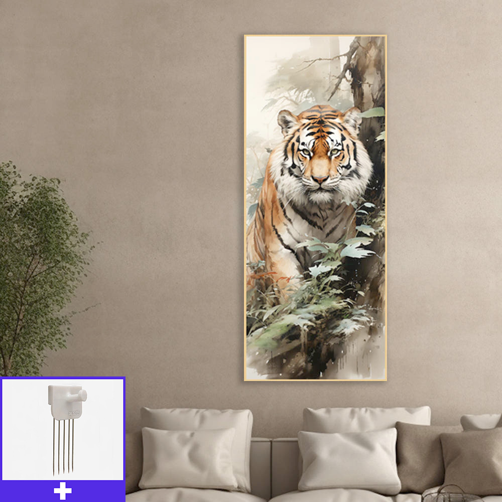 용맹 호랑이 60x150cm 무광골드 알루미늄 액자 - 메인 이미지