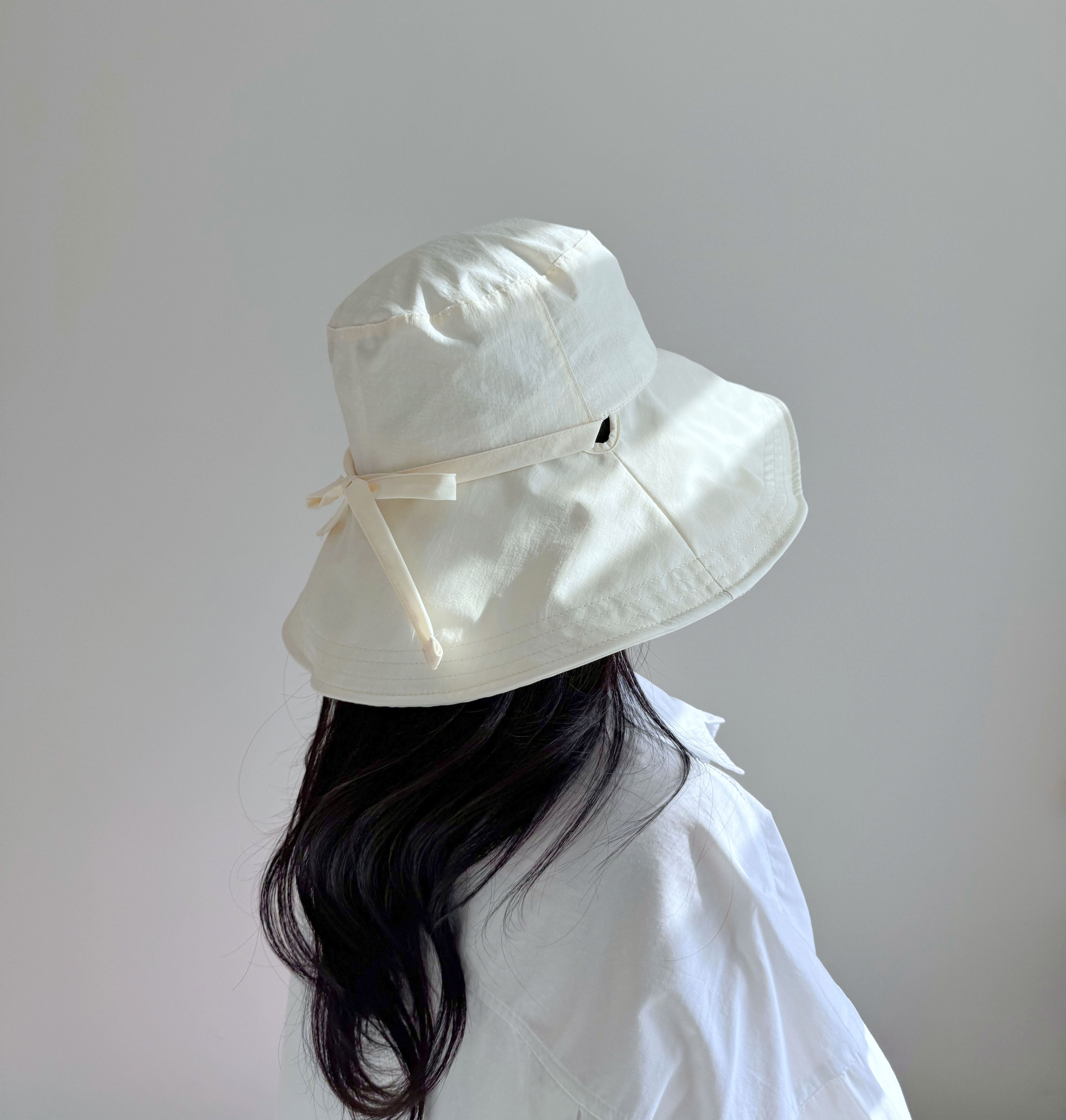 햇빛차단 바스락 챙넓은 리본 끈 여름 모자 여성 휴양지 여행 비치 버킷햇 벙거지 상세 이미지 22