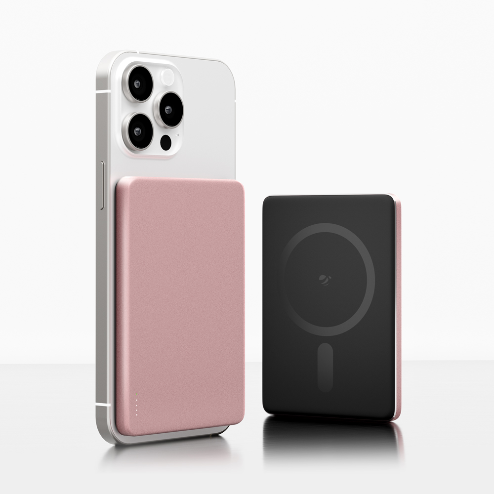 지니비 포켓비 초슬림 맥세이프 보조배터리, 고속 무선충전 휴대용 5000mAh, 핑크 - 상세 이미지 3