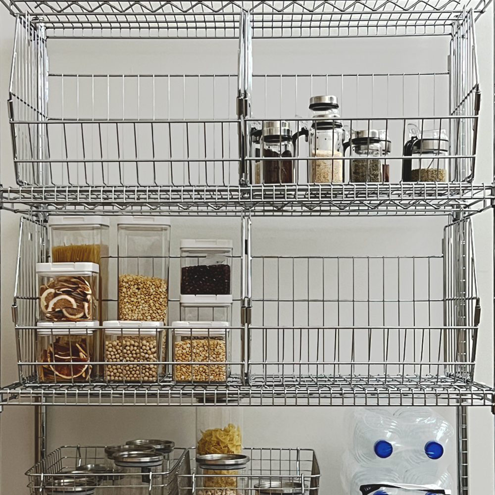 철제 메쉬 바스켓 수납 바구니 장난감 정리 수건 보관함 철망 와이어 적층 팬트리 철바구니