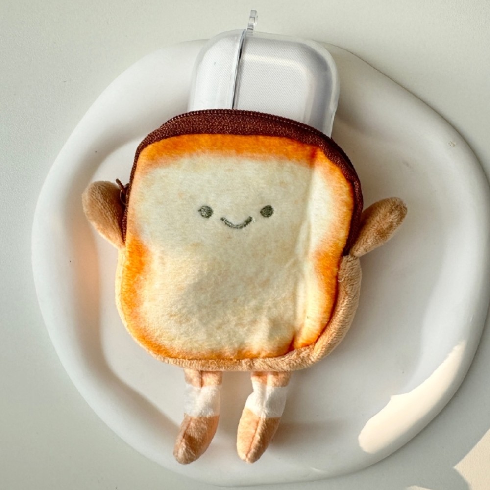 식빵 미니파우치 키링 귀여운 동전 지갑 에어팟 수납 소품 보관 가방고리 - 메인 이미지