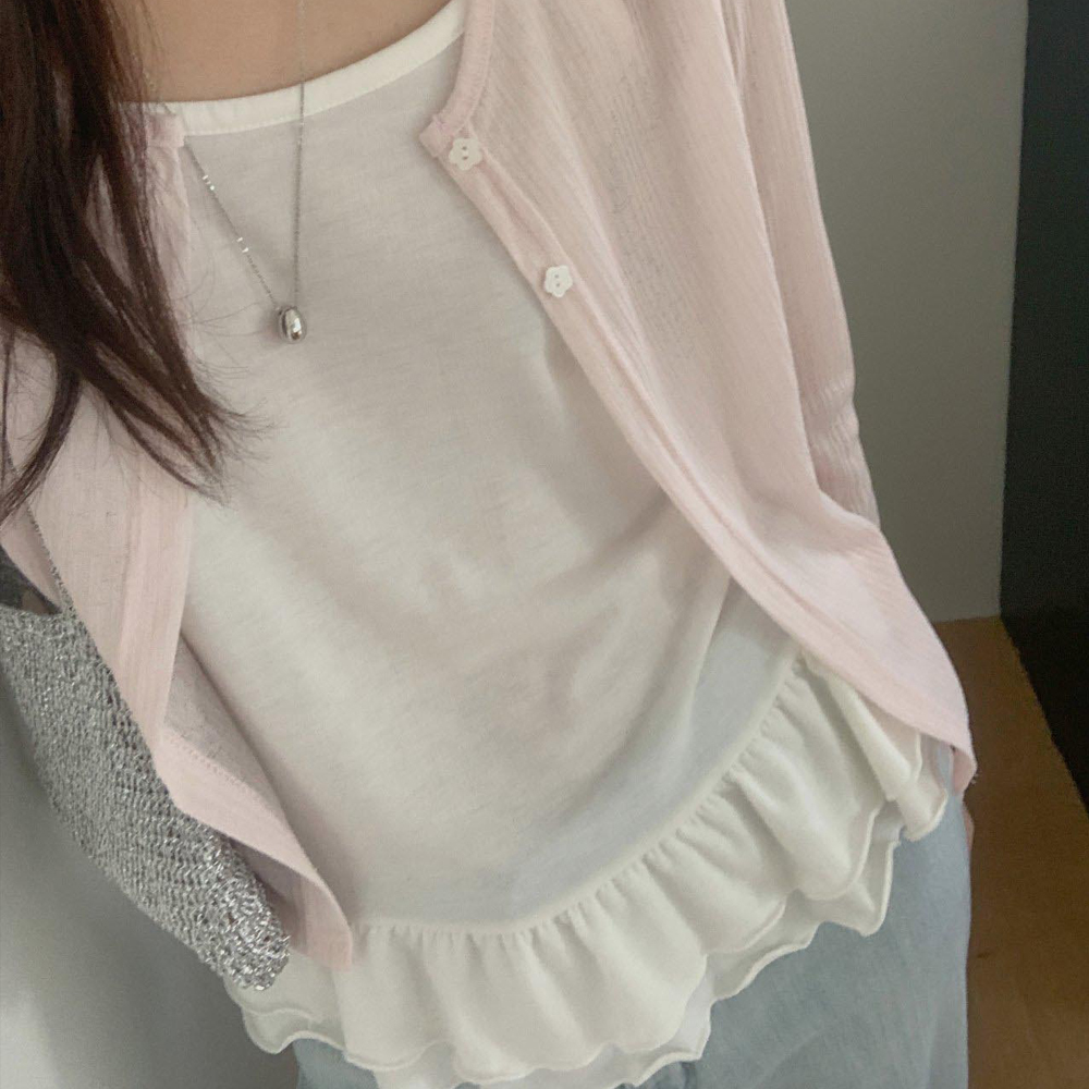 에이드 프릴 레이어드 나시 (3color) 이너 캉캉 레이스 스퀘어 티셔츠 뷔스티에 - 상품 이미지