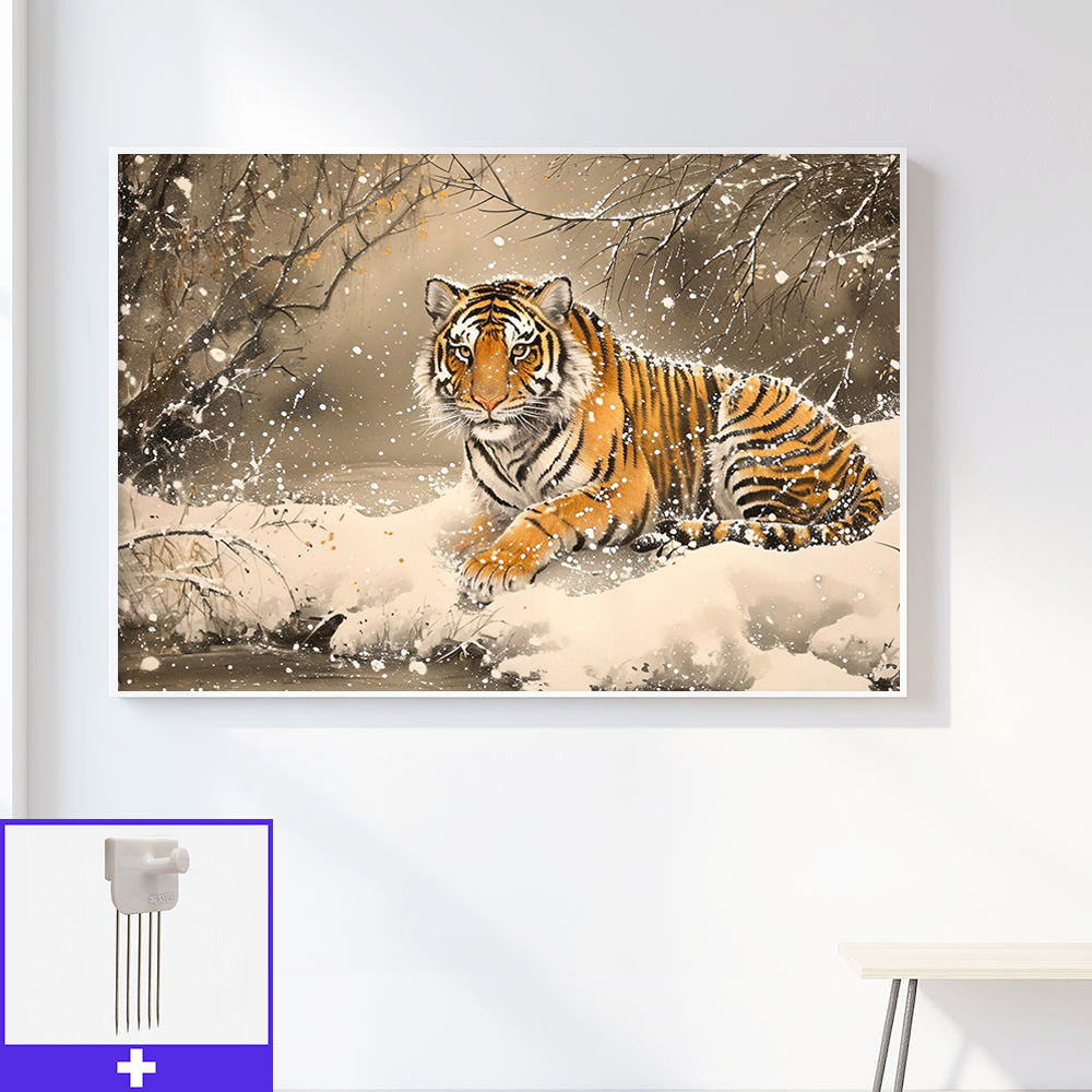 겨울숲의왕 A3 무광화이트 알루미늄액자 호랑이그림 - 메인 이미지
