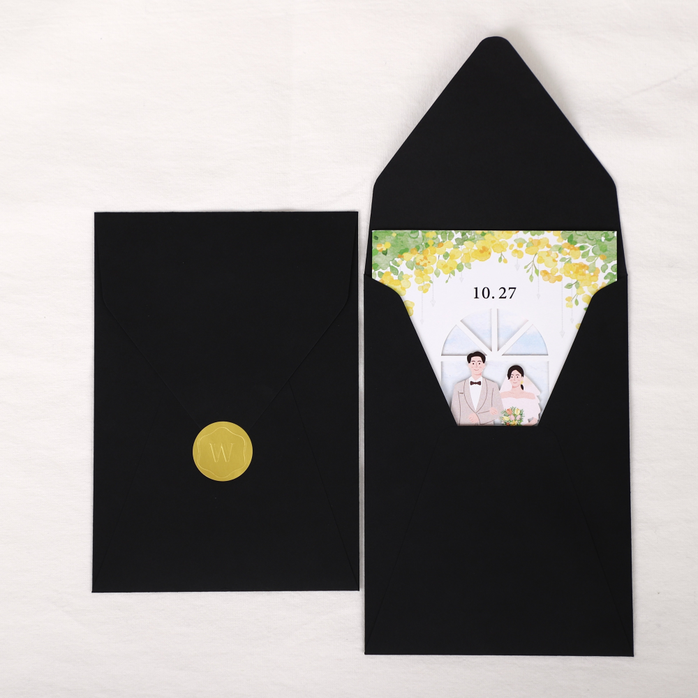 [자체 제작] 160x110mm 컬러 세로형 봉투 청첩장 웨딩 초대장 엽서 사각 50p 이미지 2