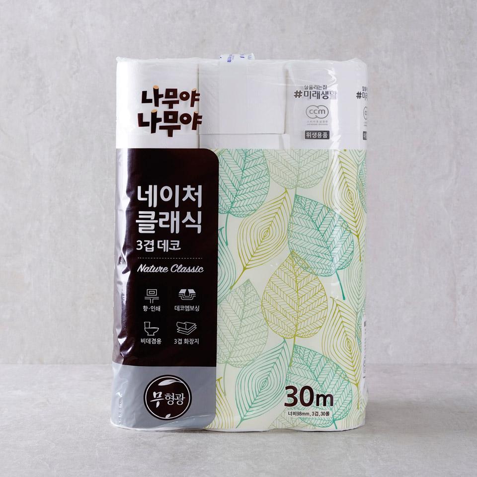 메가마트 나무야나무야 네이처클래식 3겹데코 화장지  30x30
