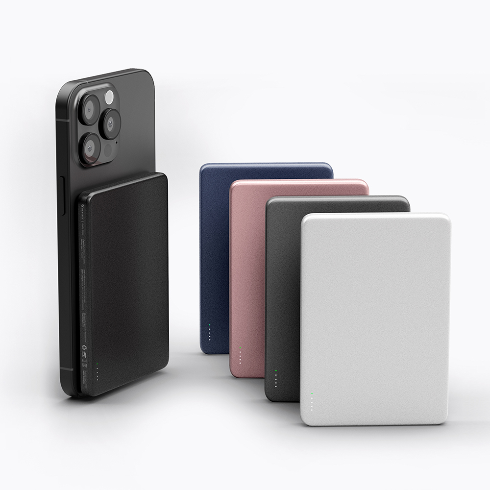 지니비 포켓비 초슬림 맥세이프 보조배터리, 고속 무선충전 휴대용 10000mAh, 그레이