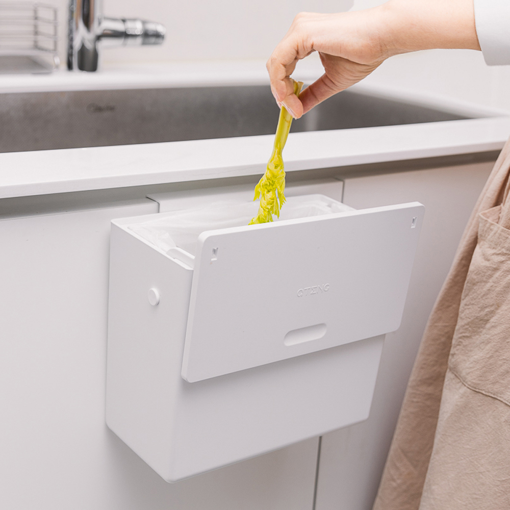 슬라이딩 도어 걸이형 음식물 쓰레기통 주방 싱크대 걸이식 휴지통