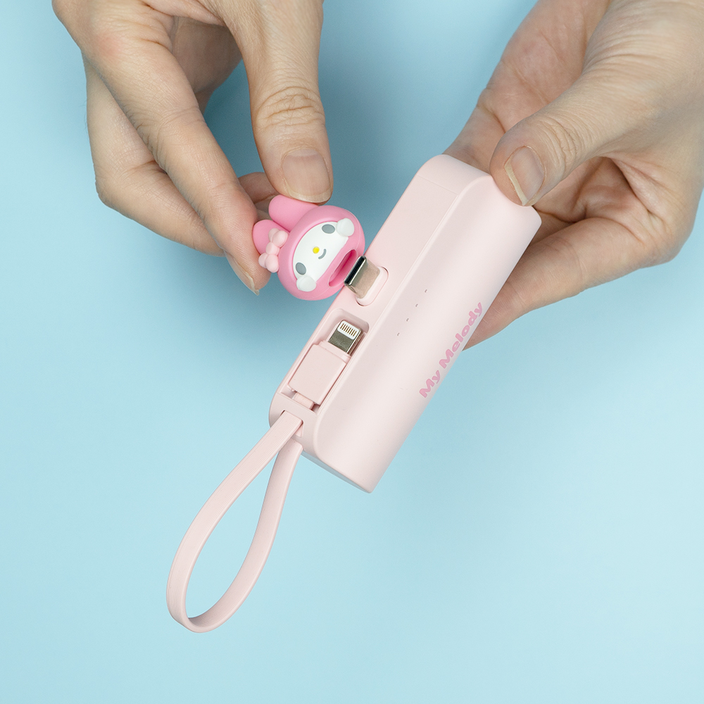 산리오 캐릭터즈 도킹형 보조배터리 C타입 메인 8핀 서브 기내반입 5000mAh, 파스텔핑크 이미지 7