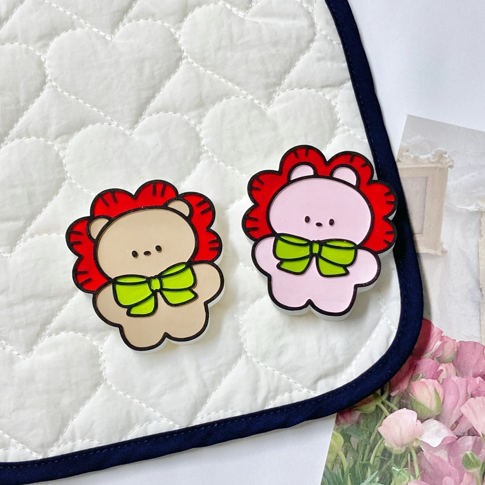 카네이션 석고방향제 만들기 채색 키트 2개 리본 곰돌이 도끼 차량용방향제 미술활동 가정의달