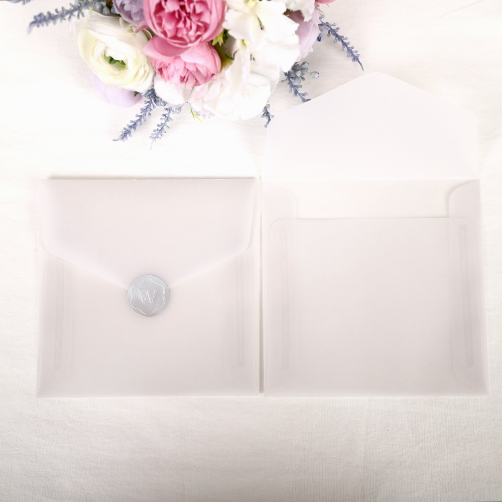 [자체 제작] 130x130mm 고품질 정사각 트레싱지 봉투 청첩장 반투명 트레이싱 제품 이미지