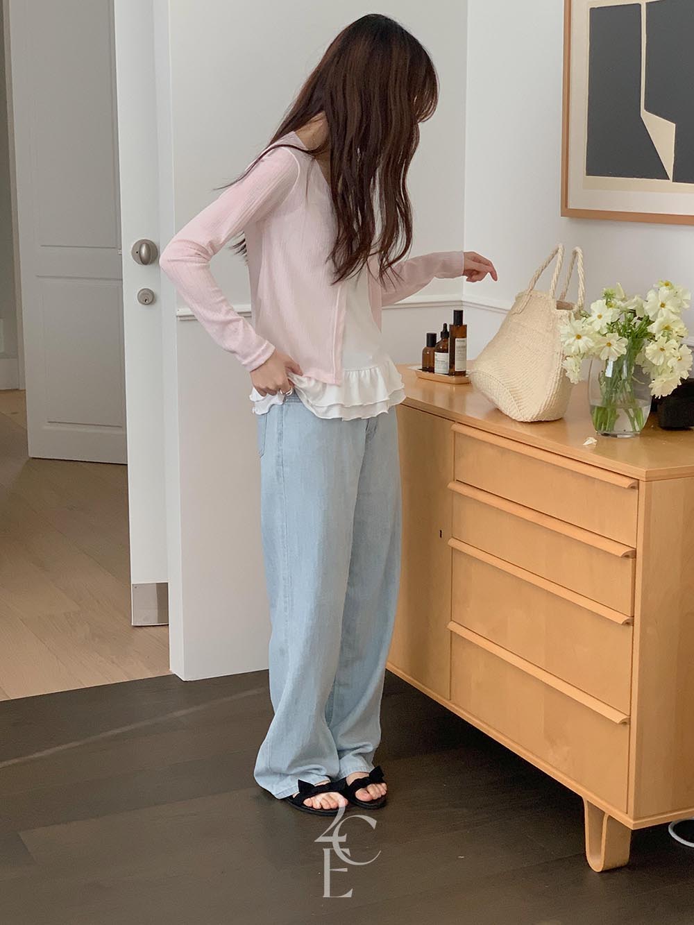 레이지 살안타 슬림 시스루 가디건 (3color) 여름 썸머 긴팔 얇은 오픈 볼레로 - 상세 이미지 4