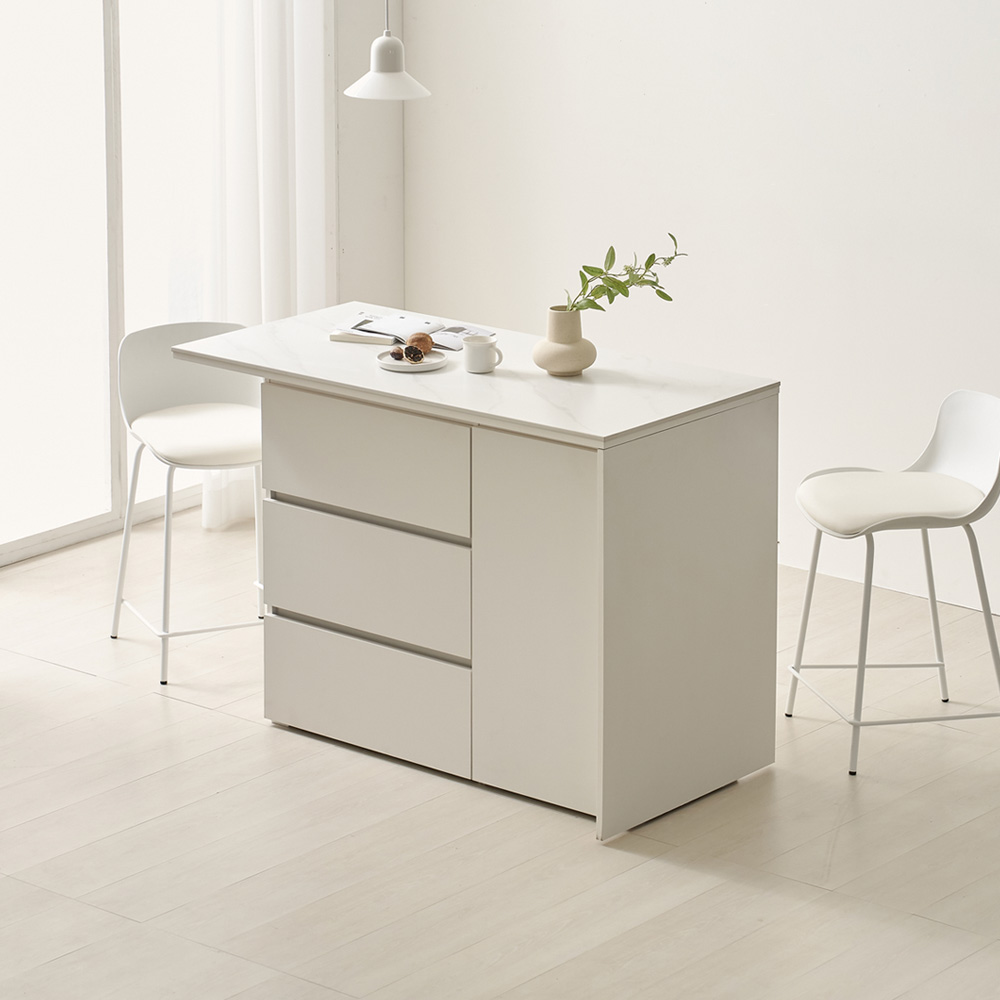 오르세 세라믹 아일랜드식탁 하이 테이블 주방 맘마존 보조 조리대 홈바 1200mm, 화이트(ㄱ자형)