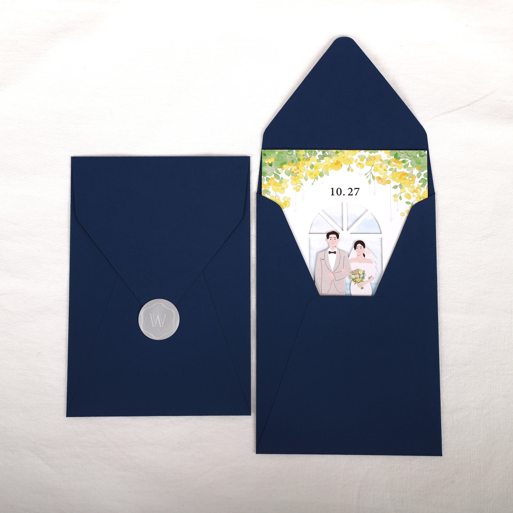 [자체 제작] 160x110mm 컬러 세로형 봉투 청첩장 웨딩 초대장 엽서 사각 50p 이미지 3