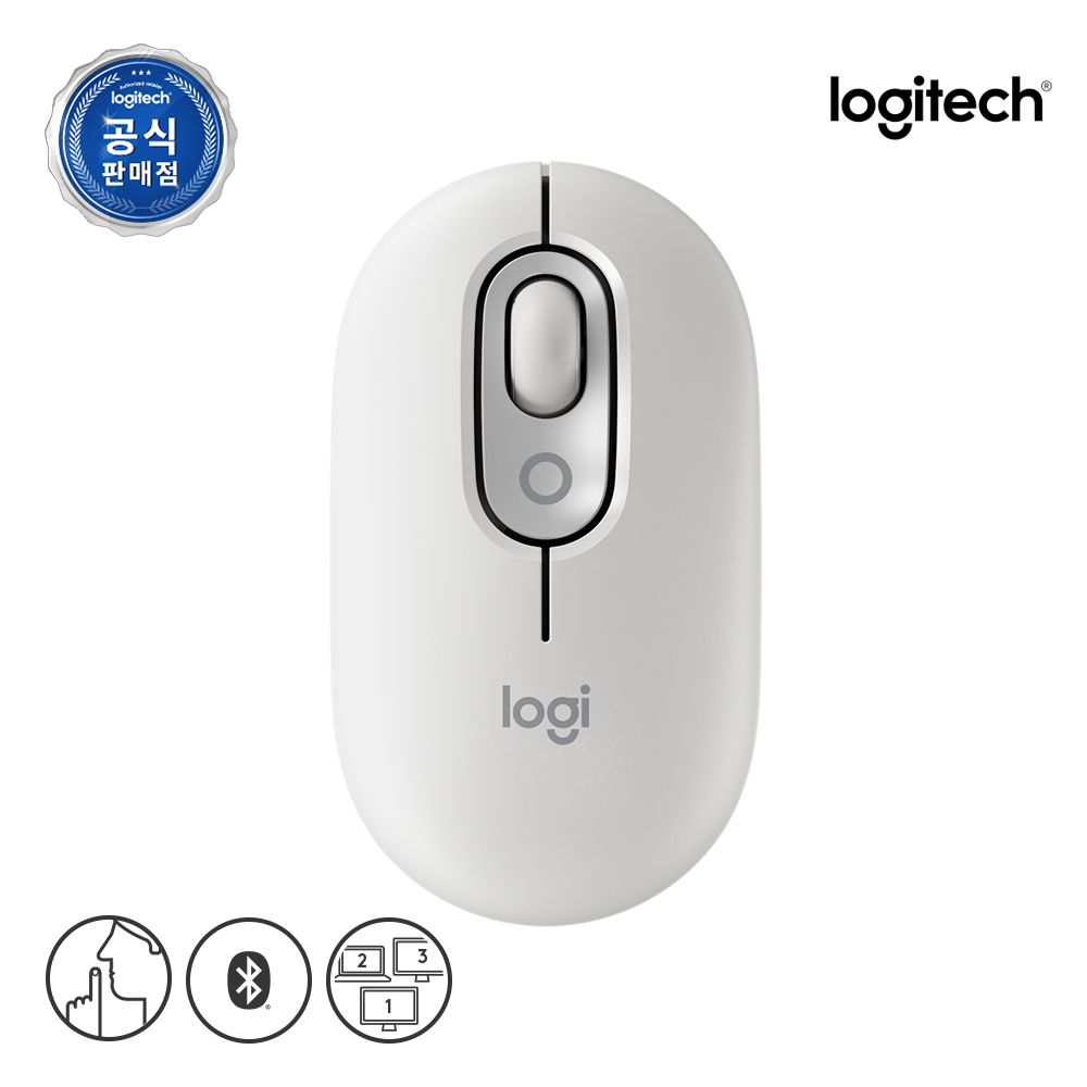 로지텍 코리아 POP MOUSE 팝 무선 블루투스 무소음 마우스 화이트 - 상품 이미지
