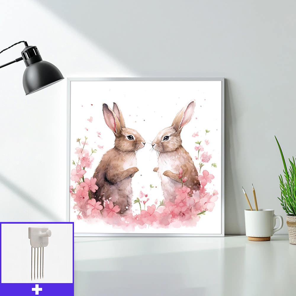 다정토끼 45x45cm 무광화이트 알루미늄액자 토끼그림 - 메인 이미지