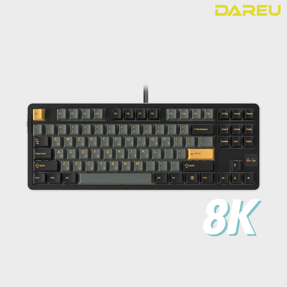 다얼유 A87 PRO 8K 유선 기계식 게이밍 키보드 알루비얼골드, 스노우축