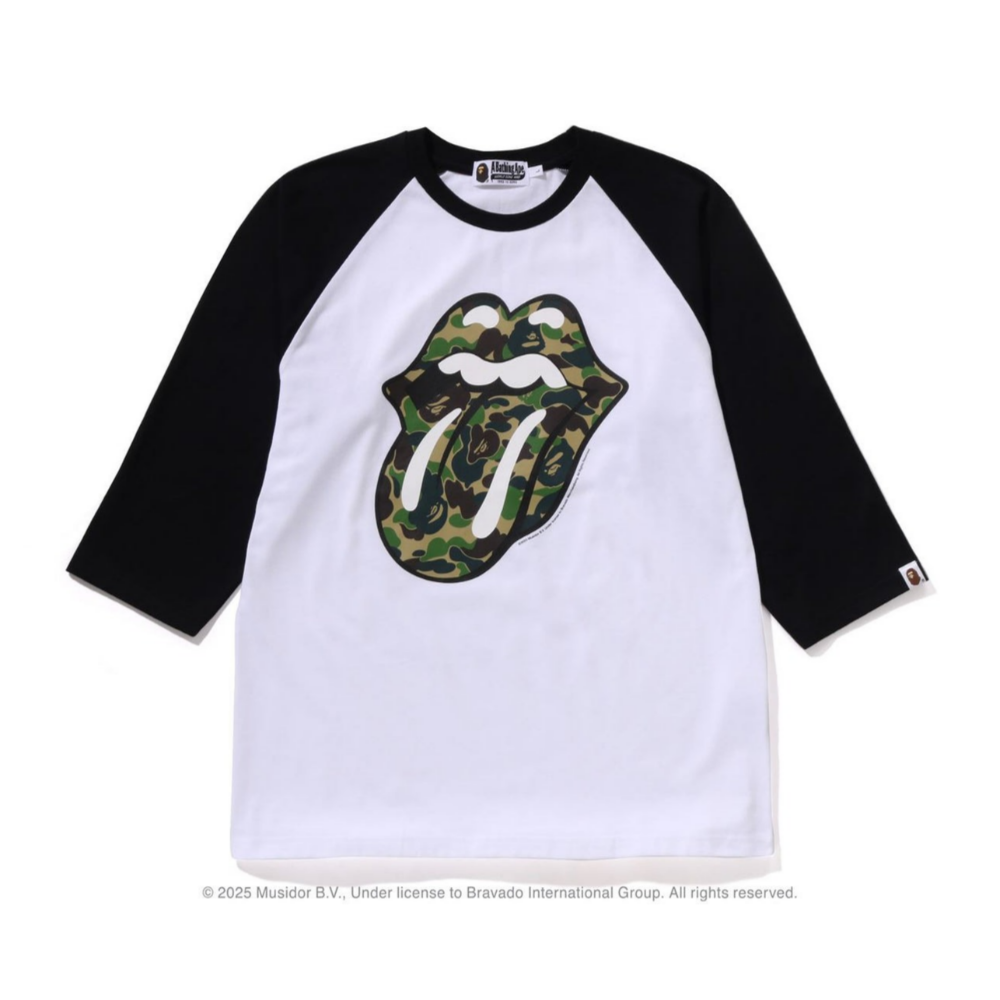 베이프 X ROLLING STONES 긴팔티 3/4 SLEEVE TEE 3월 2주차 신상 1L23-111-901 - 메인 이미지