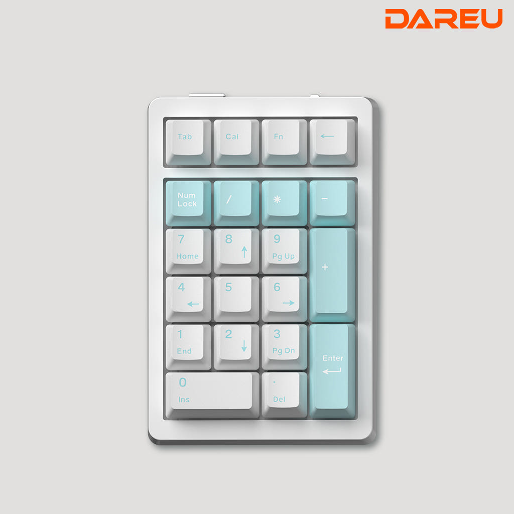 다얼유 EK21 유무선 기계식 넘버패드 키보드 아이스블루, 저소음 머스타드축