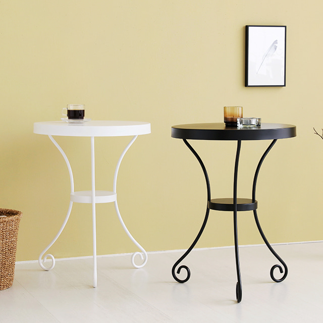 원형 티테이블 2인 거실 베란다 미니 철제 사이드 테이블