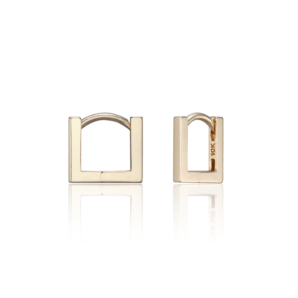 10k 미니 사각 원터치 링 귀걸이