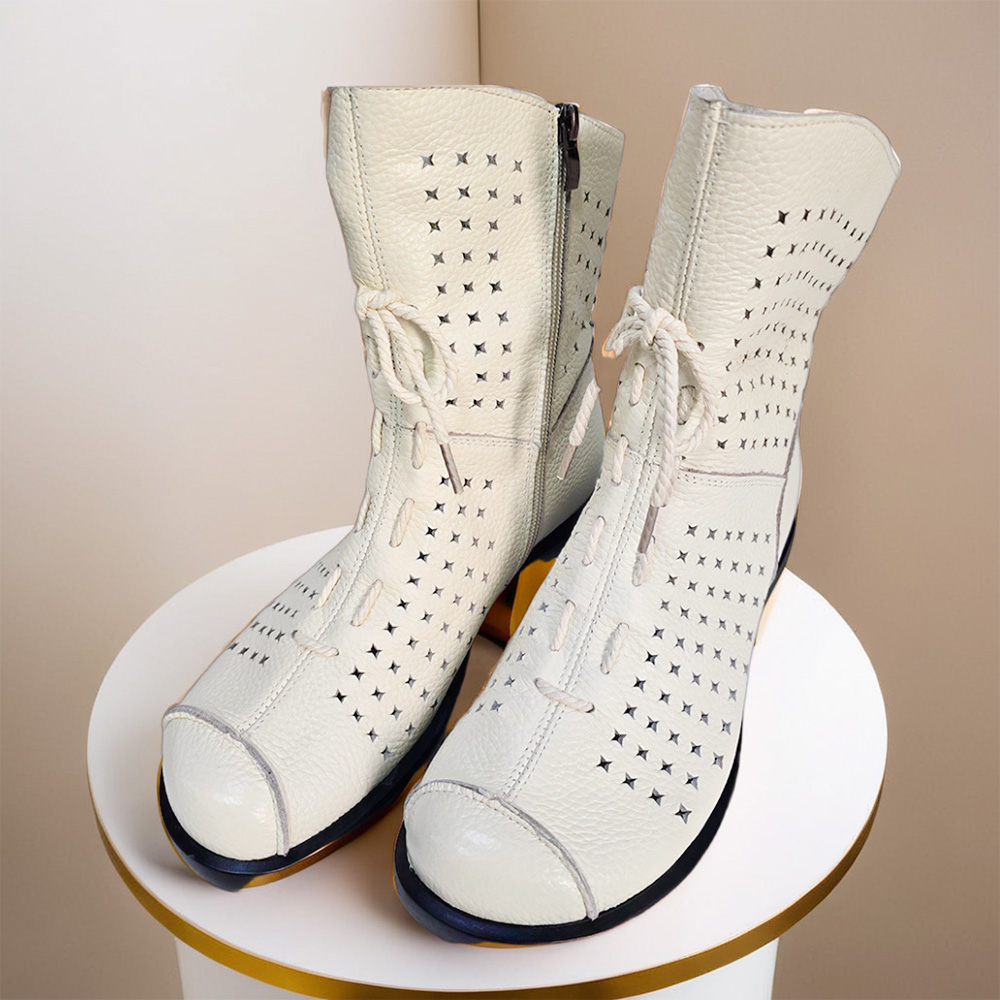 여름 앵글 부츠 여성 반 여름망사 부추 - 상세 이미지 3