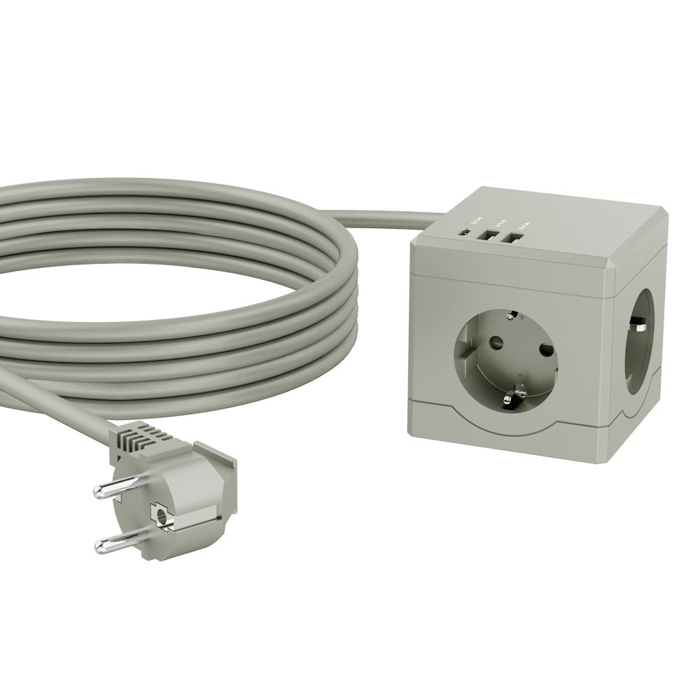 에코너 MT03 큐브 납작 고용량멀티탭 USB C타입충전기 멀티콘센트 3m, 그레이, 1개 - 상세 이미지 2