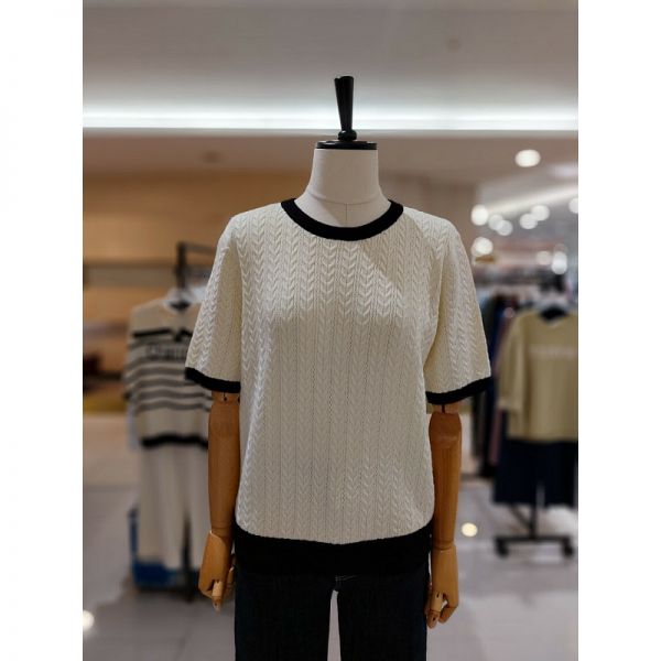 정품발송 오프리미츠 라운드배색케이블반팔니트 M24KT1306 P003355418 265842 : 찍구가게